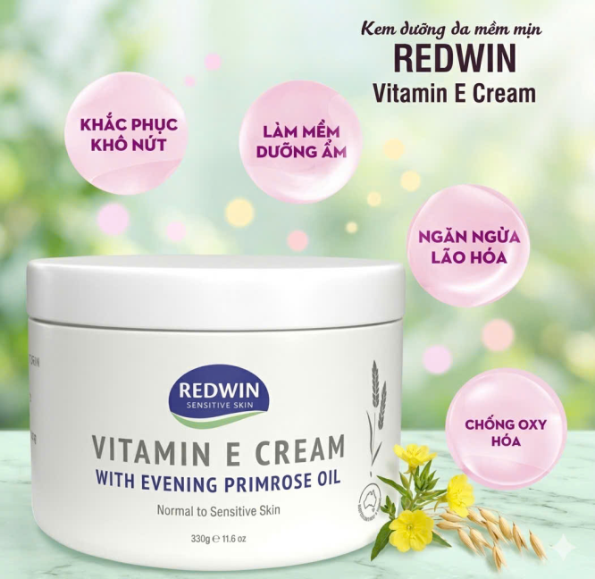 Kem Dưỡng Ẩm Vitamin E Redwin Úc Cho Da Khô Nứt Lão Hóa mẫu mới 330g