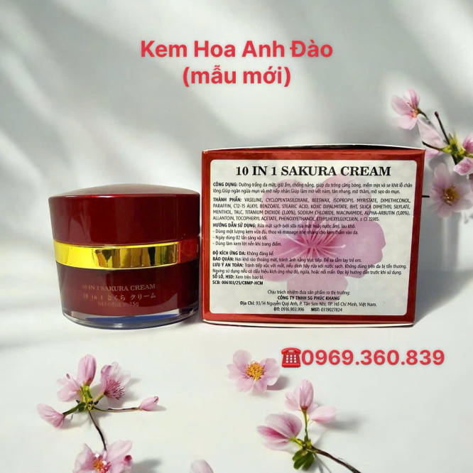 Kem Dưỡng Trắng Da Hoa Anh Đào Yosaki 10 in 1 Sakura Cream mẫu mới