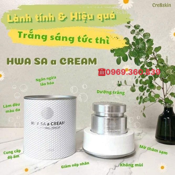 Kem Dưỡng Trắng Da, Nâng Tông, Ngừa Lão Hóa Cá Hồi Cre8Skin Hwa Sa A Cream 80g(Ban Ngày)