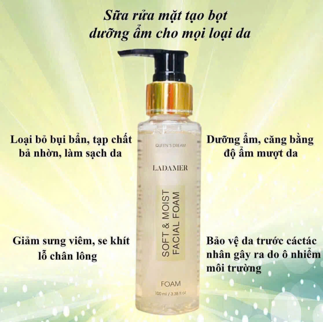 Sửa Rửa Mặt Ladamer Sạch Sâu Giảm Nhờn Sáng Da 100ml