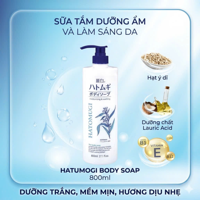 Sữa Tắm Ý Dĩ Hatomugi Nhật Bản chai 800ml