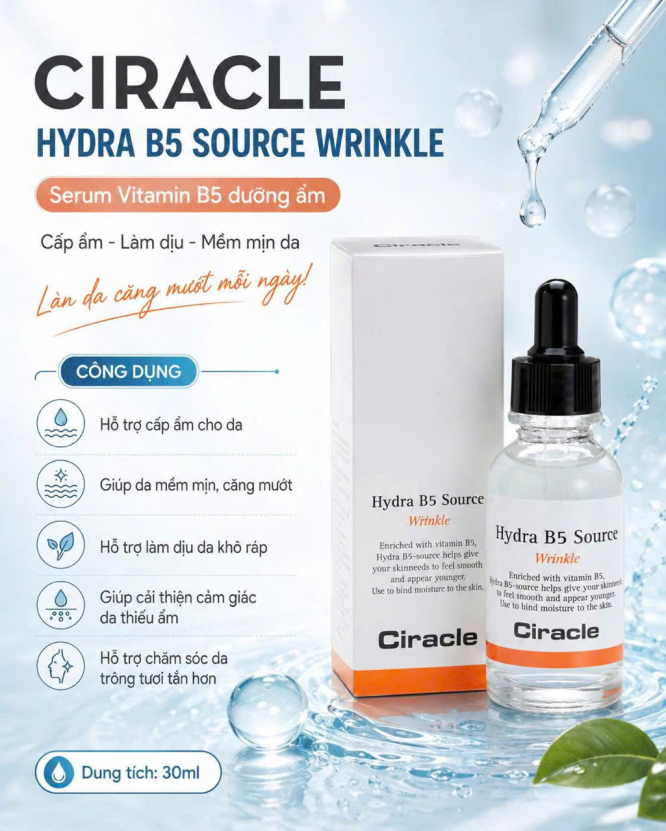 Tinh chất B5 Ciracle Hydra B5 Source mẫu mới – Cấp ẩm, làm dịu và chăm sóc da